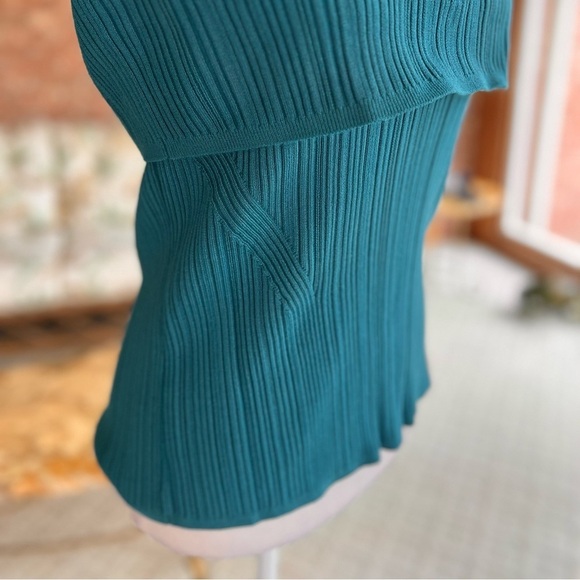 WHBM Teal Ribbed Off Shoulder Top XL - Picture 11 of 15